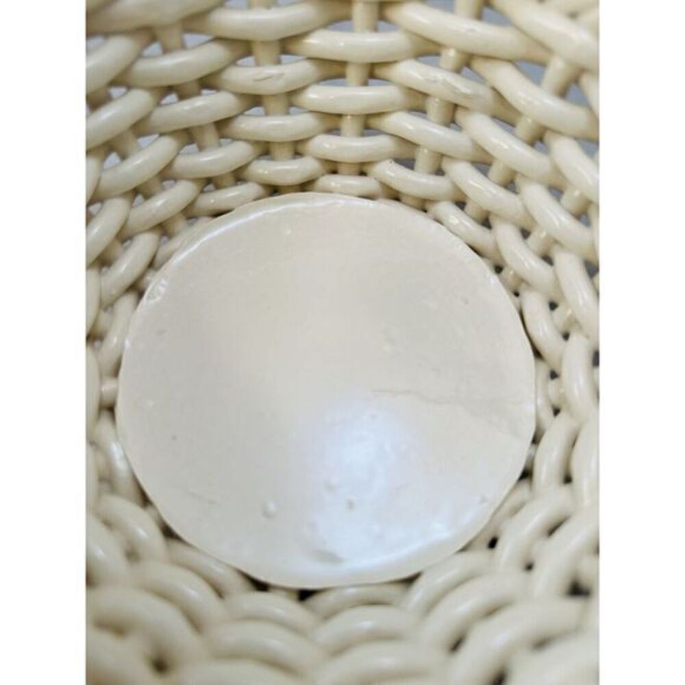 Vintage Decor White Basket Weave Lattice Bowl Made in Spain By Hispania CH - Picture 12 of 12